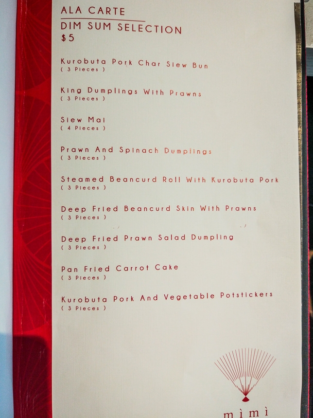 Mimi Dim Sum Menu