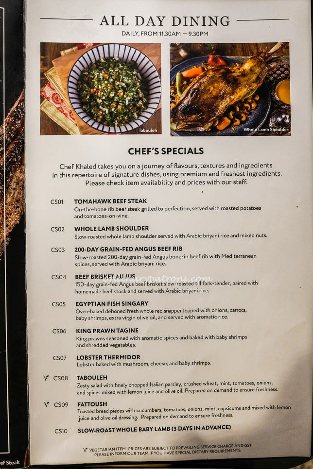 Pistachio Restaurant Singapore Menu