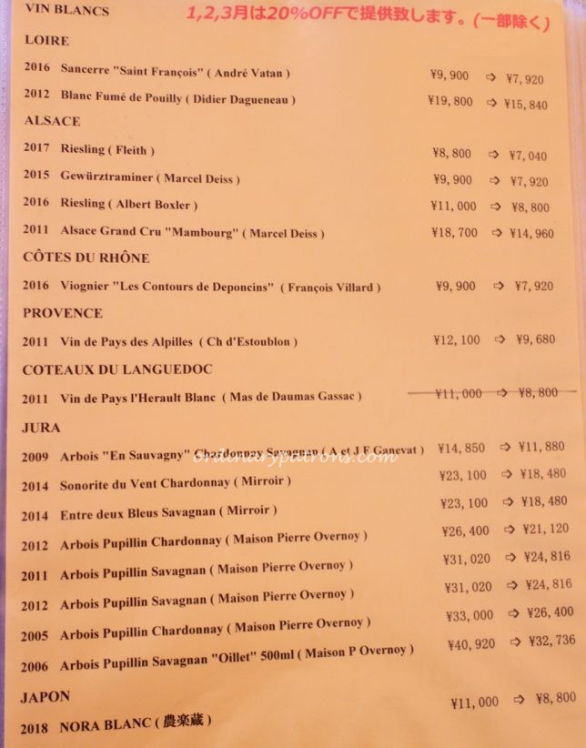 Le Bourguignon Wine list 2020