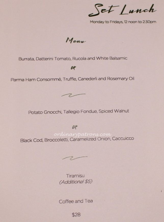 Italian Restaurant Set Lunch Menu