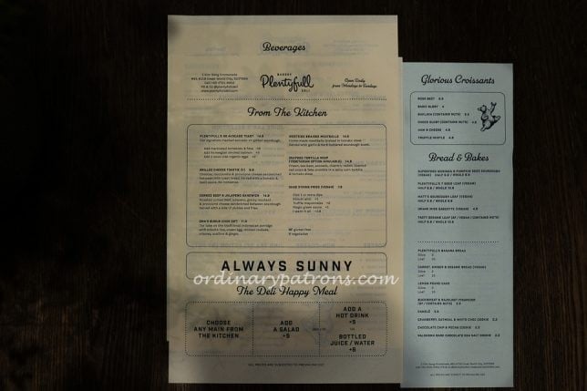 Plentyfull Bakery & Deli Great World City Menu 2020