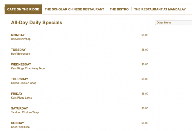 NUSS Guild House Takeaway Kent Ridge menu