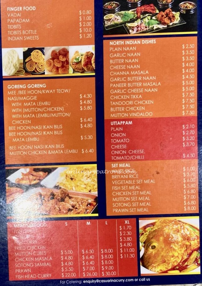 Casuarina Curry Menu