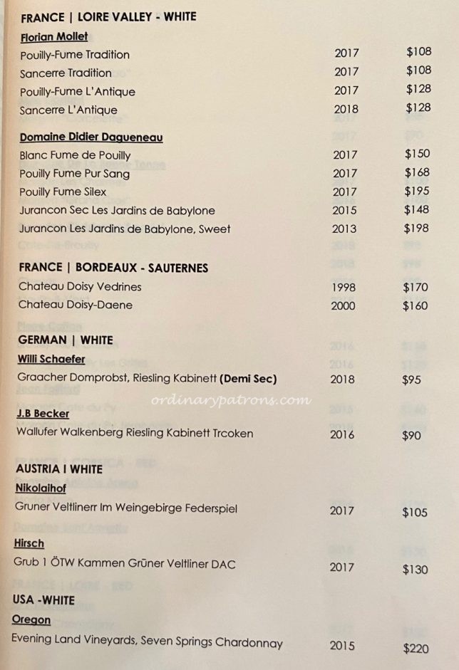 Frenchie Wine Bar List - Keong Saik Singapore