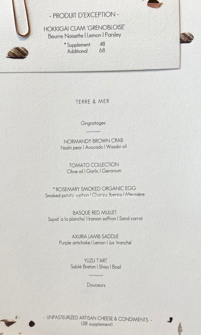 Odette Singapore Restaurant Menu August 2020