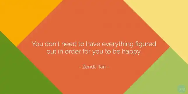 You don’t need to have everything figured out in order for you to be happy. - Zenda Tan
quote