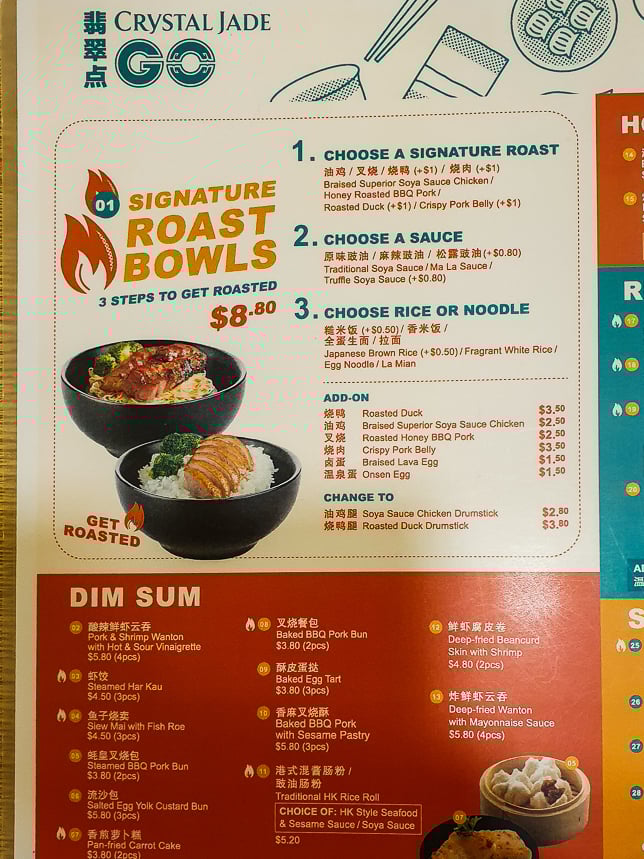 Menu of Crystal Jade GO at United Square
