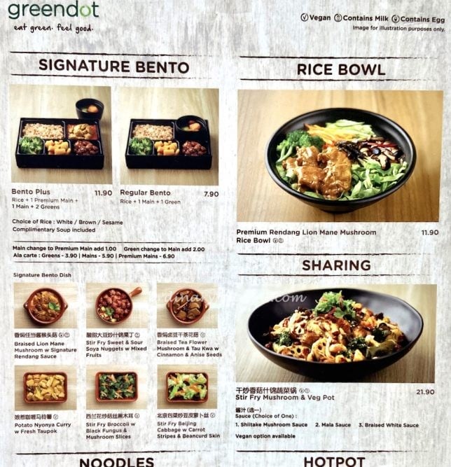 Westgate Restaurants 2021, Greendot menu