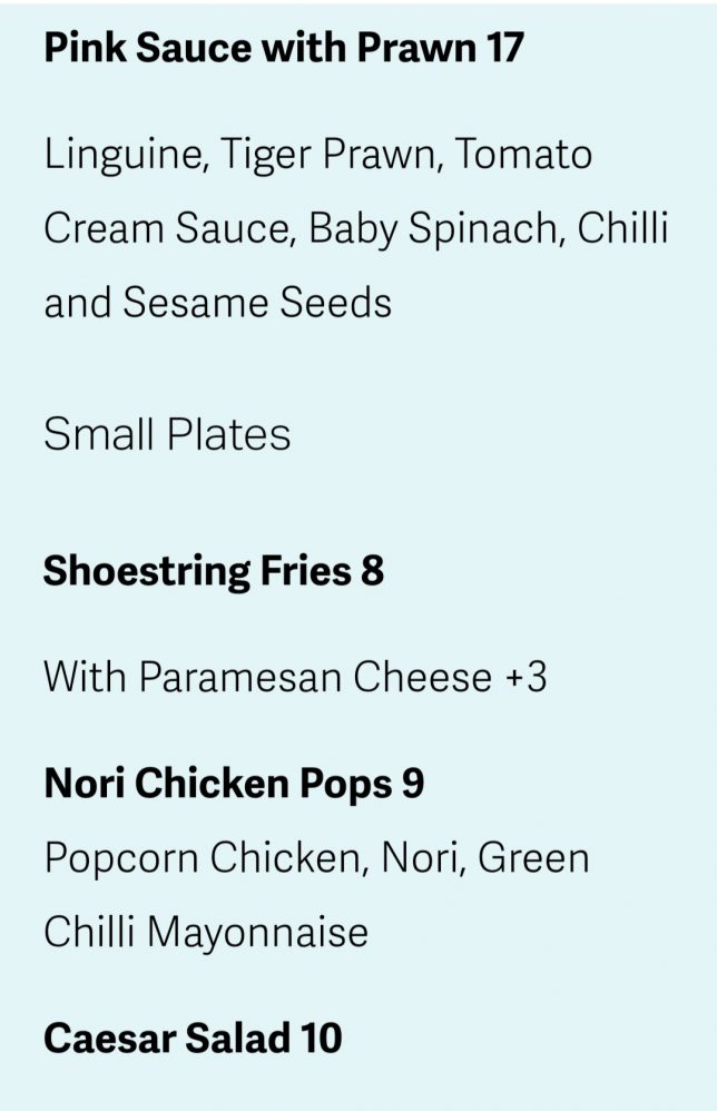 East Coast Commune Menu