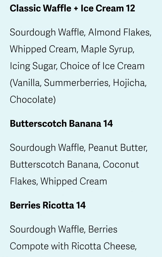 East Coast Commune's menu