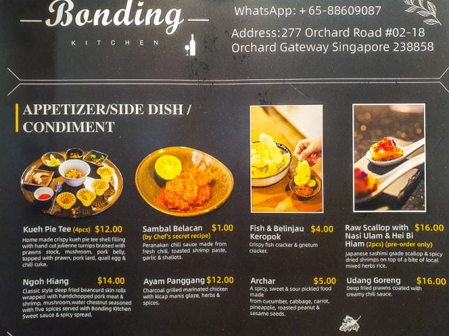 Bonding Kitchen Menu