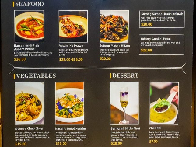 Menu of Bonding Kitchen Modern Peranakan Restaurant at Gateway Orchard