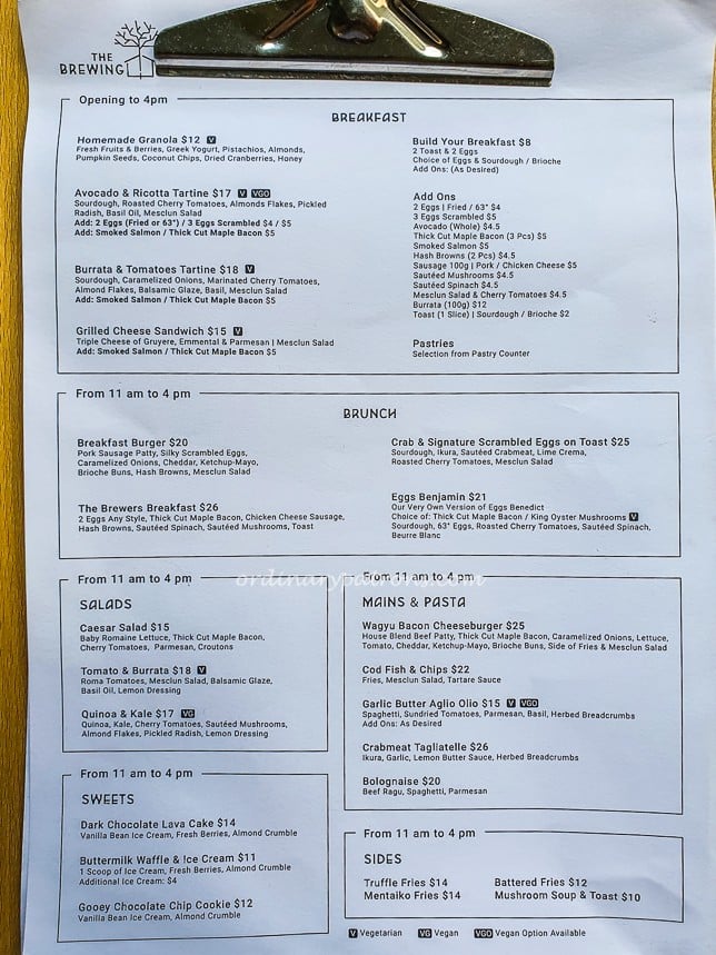 Menu of The Brewing Ground
