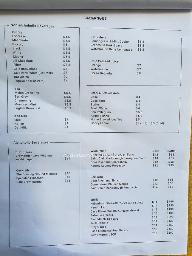 The Brewing Ground Menu 