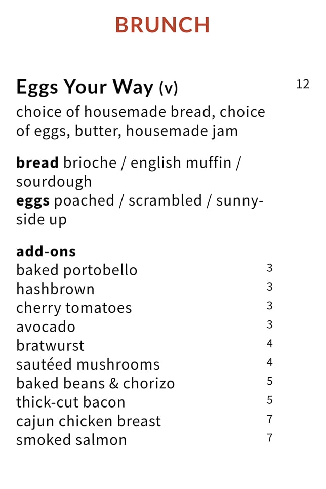 Five Oars Coffee Roasters Cafe Brunch Menu