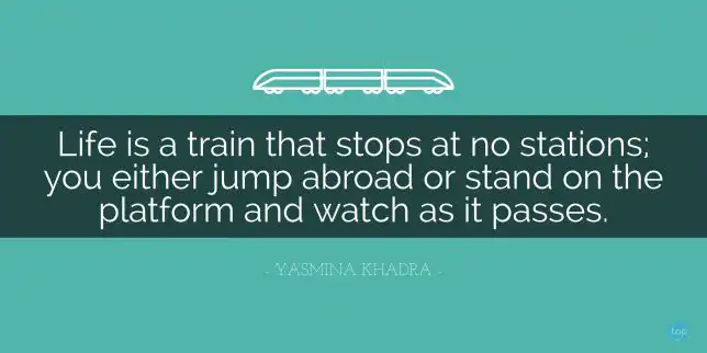 Life is a train that stops at no stations; you either jump abroad or stand on the platform and watch as it passes. - Yasmina Khadra 

quote