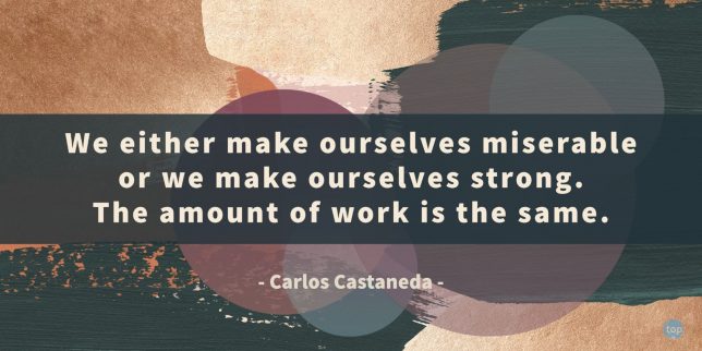 We either make ourselves miserable or we make ourselves strong. The amount of work is the same.
- Carlos Castaneda

quote