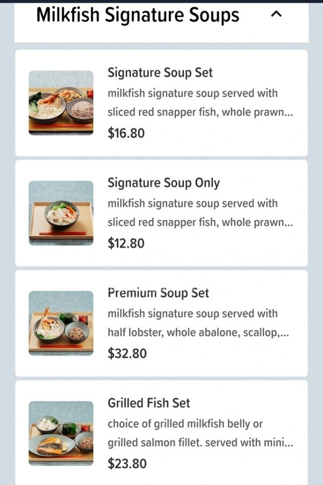 Milkfish Menu