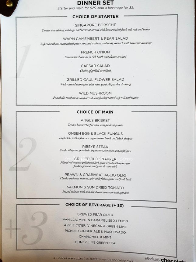 Awfully Chocolate Bakery & Cafe Dinner Set Menu