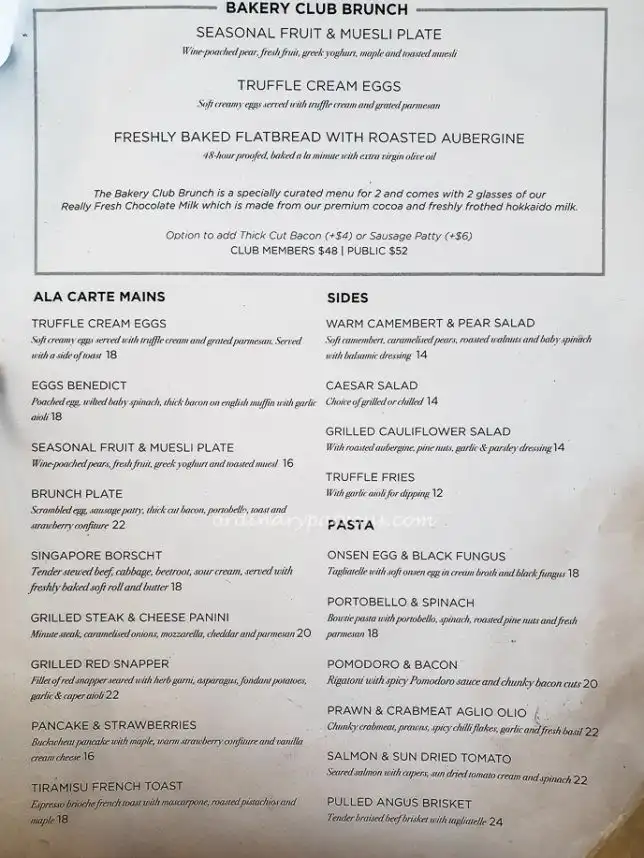 Awfully Chocolate Bakery & Cafe Menu - Bakery Club Brunch
