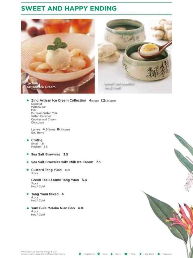 Zing by Xi Yan Desserts Menu