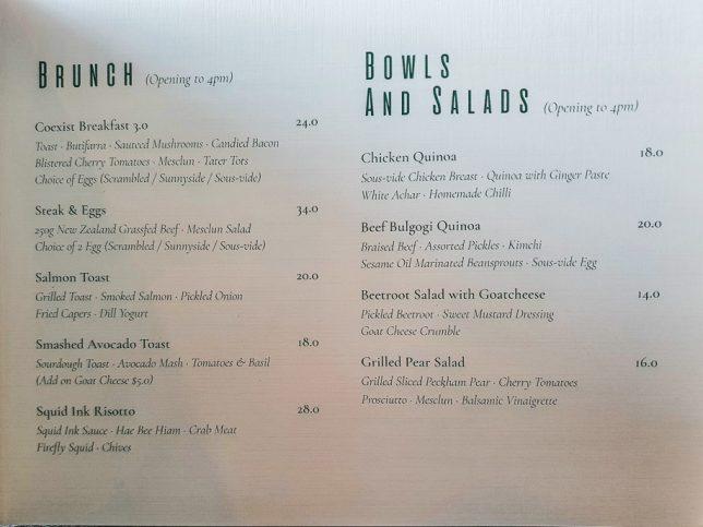 Coexist Coffee Co. @ LLI menu