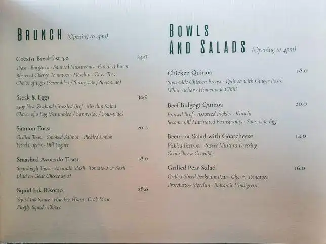 Coexist Coffee Co. @ LLI menu