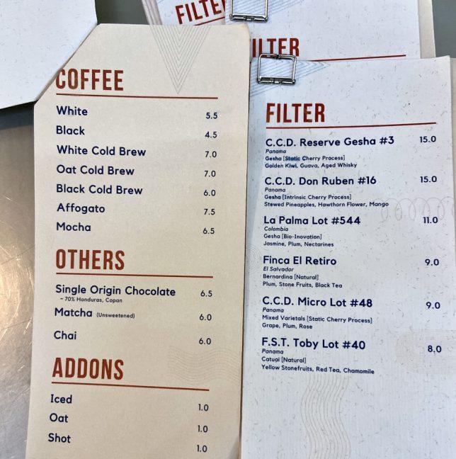 Glyph Supply Cafe Menu