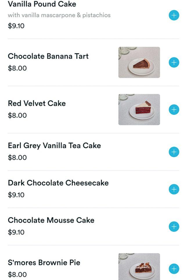 dessert Menu of Apollo Coffee Bar