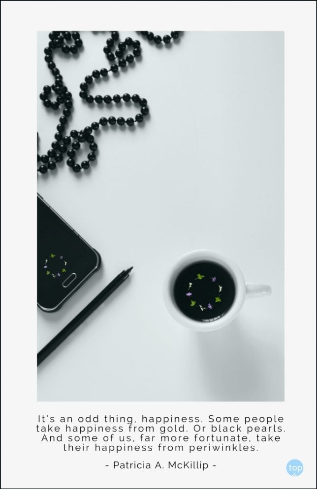 It’s an odd thing, happiness. Some people take happiness from gold. Or black pearls. And some of us, far more fortunate, take their happiness from periwinkles.
- Patricia A. McKillip
