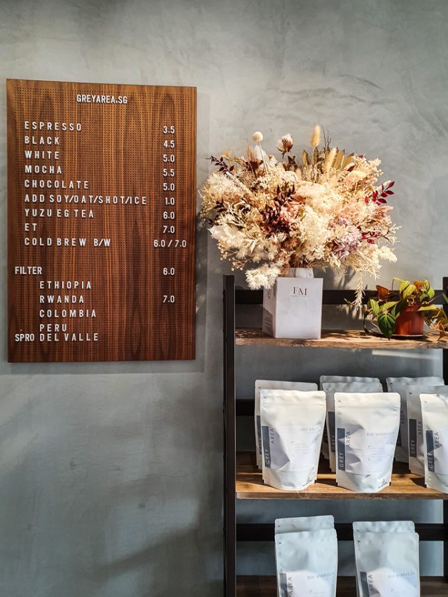 Menu Board of Grey Area Coffee Roasters 