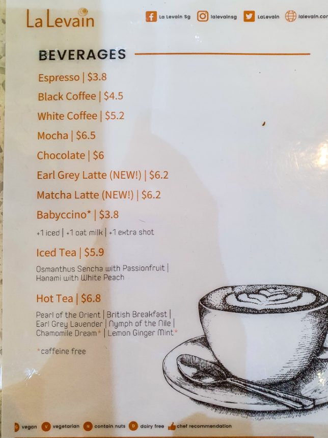 La Levain Cafe Menu