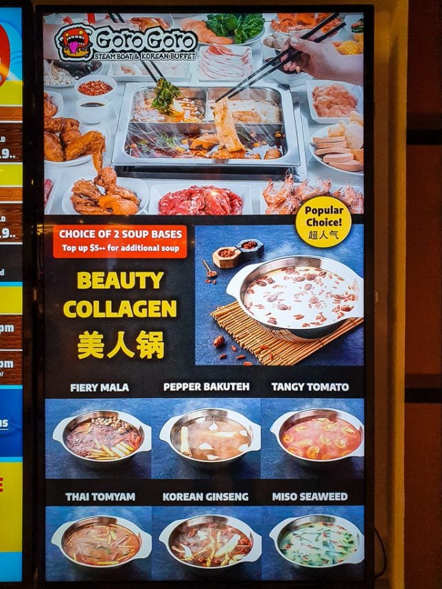 GoroGoro Steamboat & Korean Buffet Menu Board