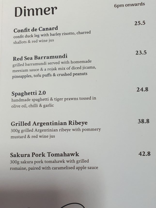 Seng House Dinner Menu