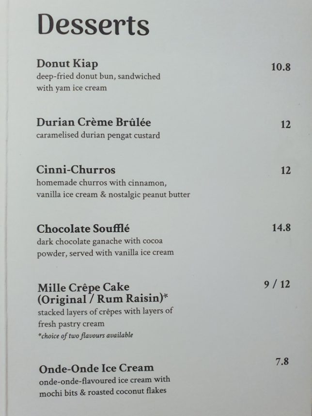 Seng House Desserts Menu