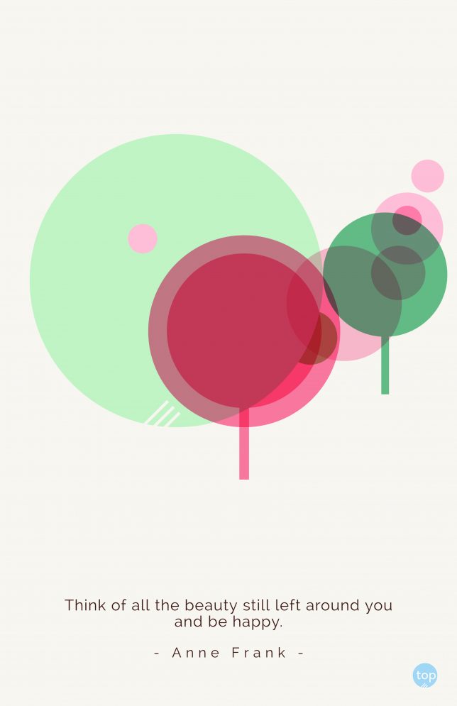 Think of all the beauty still left around you and be happy. 
- Anne Frank
quote