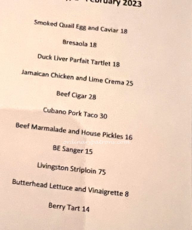 Burnt Ends Restaurant and Cocktail Bar Menu