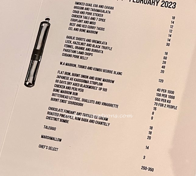 Burnt Ends Restaurant Food Menu 2023