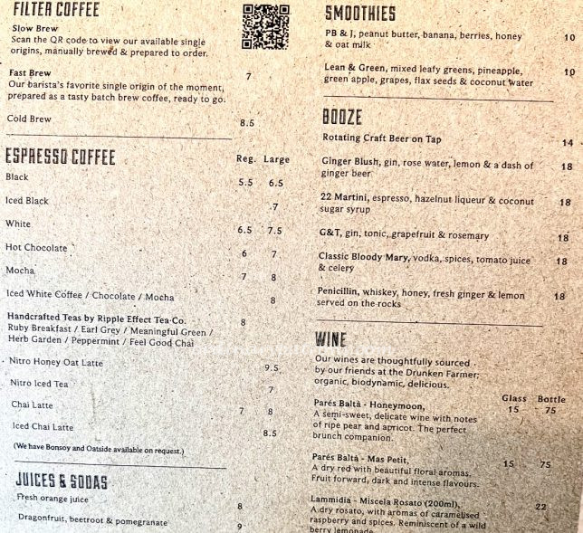 Common Man Coffee Roasters Café  Martin Road Menu (CMCR Singapore)