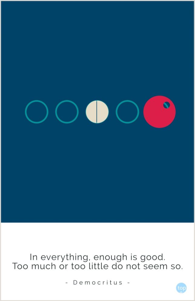 In everything, enough is good. Too much or too little do not seem so. - Democritus
quote
