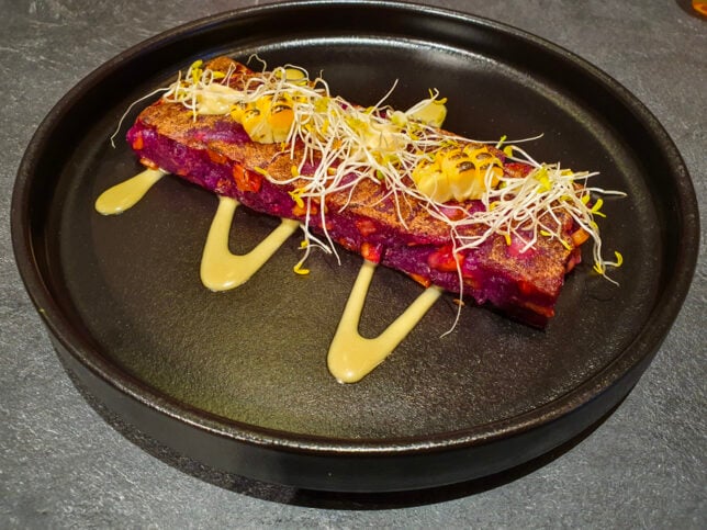 Satsumaimo - a purple sweet potato and corn fritter