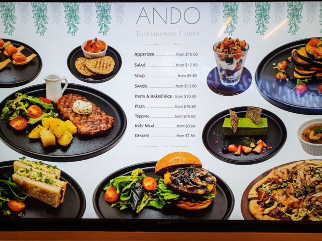 Ando restaurant menu