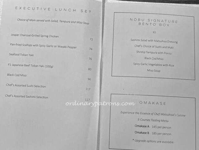 Nobu Singapore Menu: New Japanese Restaurant at Four Seasons Hotel