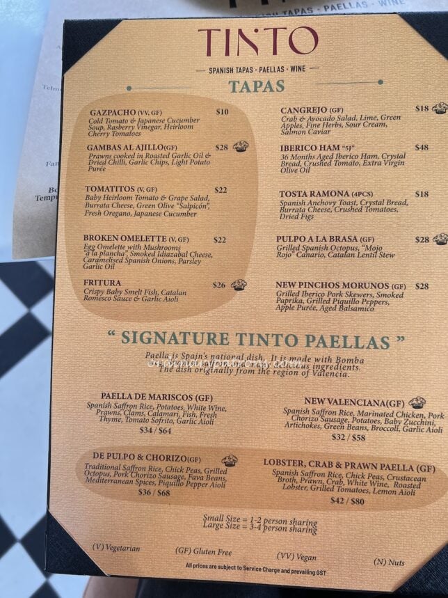 Tinto Restaurant Menu