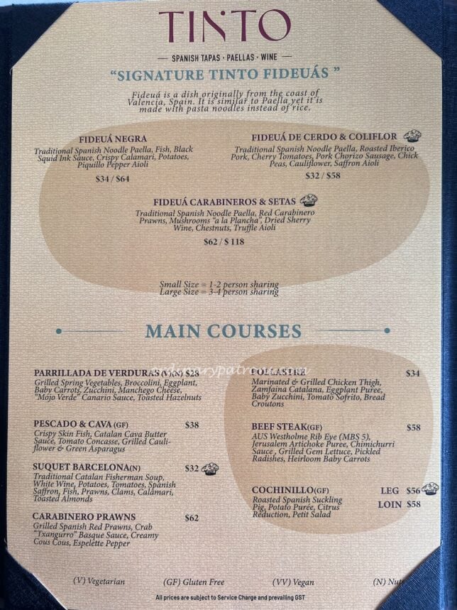 Tinto Restaurant Menu