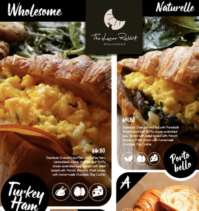 Lunar Rabbit Boulangerie Breakfast menu