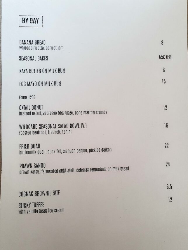 Menu of Wildcard Cafe & Bar