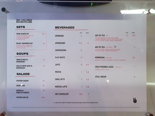Menu of Mr. Holmes Bakehouse in Orchard Central