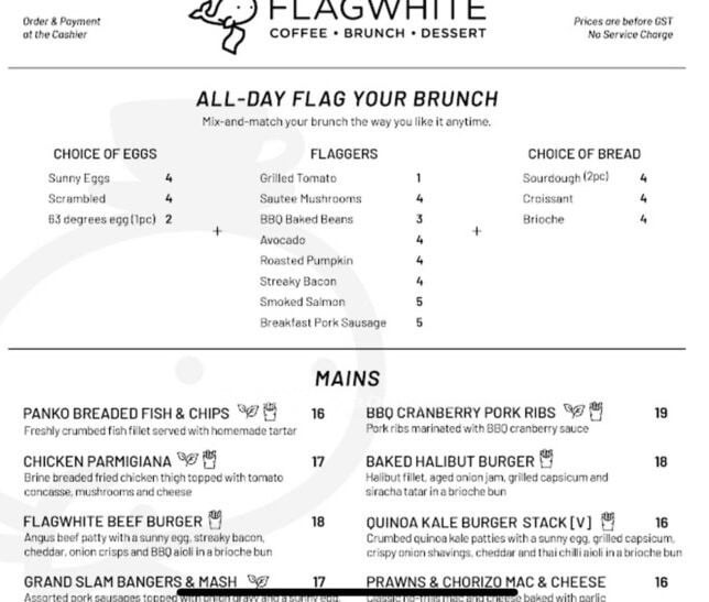 Flagwhite Cafe Menu 
