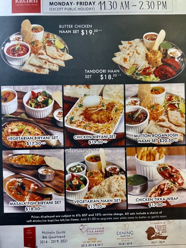 Zaffron Kitchen East Coast Set Lunch Menu